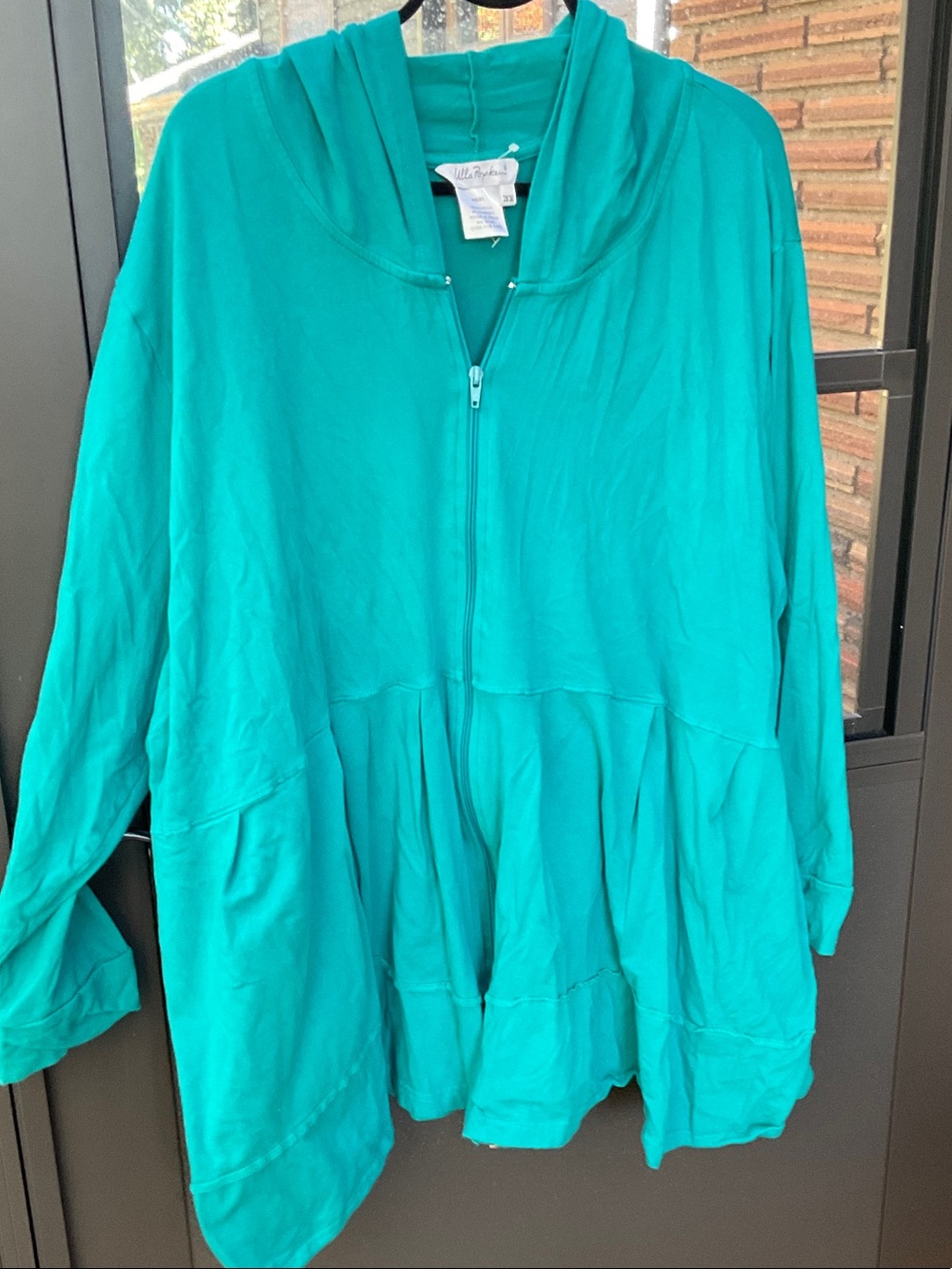 Ulla Popken Teal Hooded Zip-Up Jacket